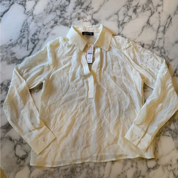 NWT J. Crew Bungalow popover shirt in crepe de chine • XXS • CF440 • Ivory - Picture 3 of 8